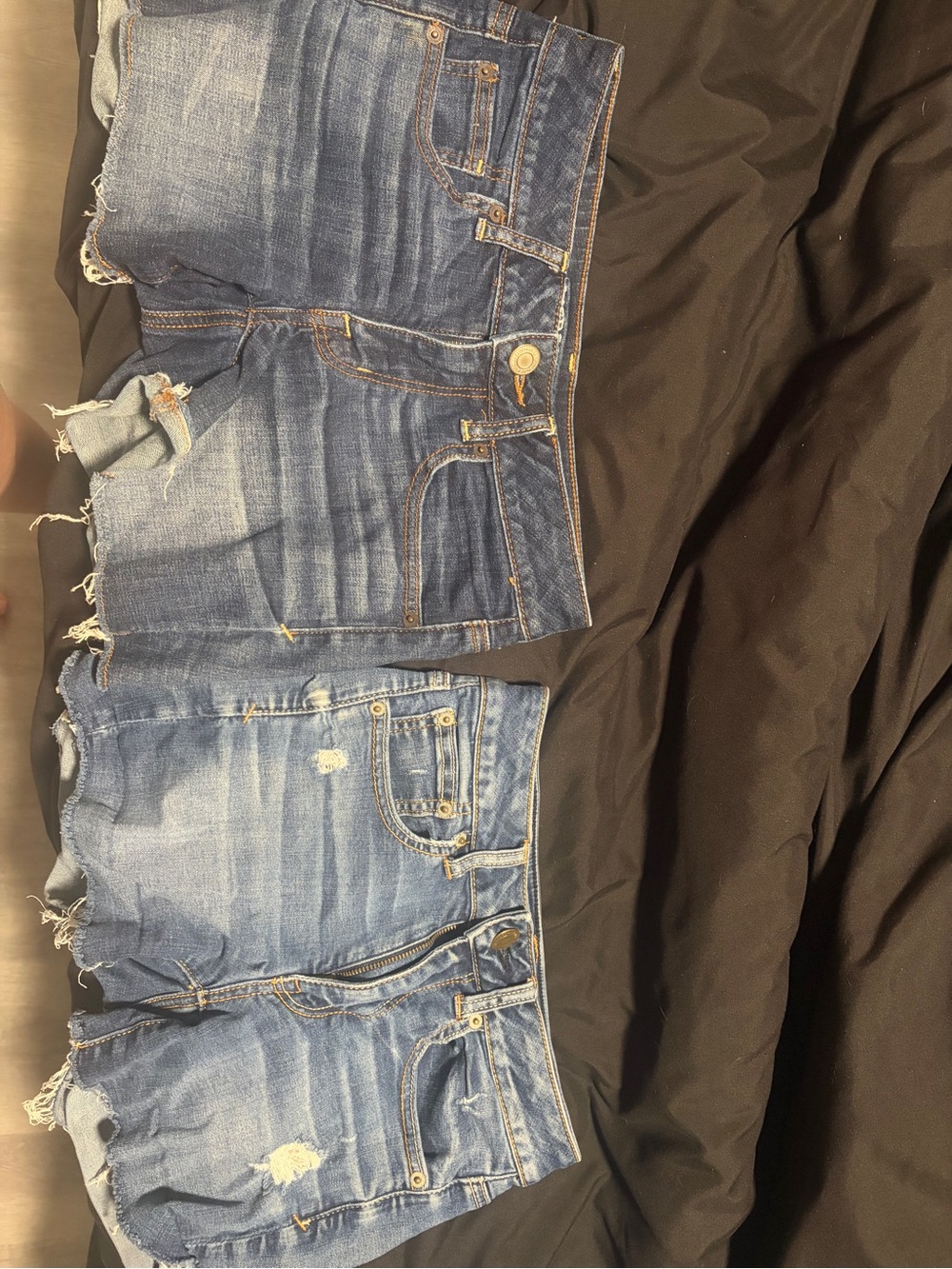 American Eagle Outfitters Distressed Blue Denim Cutoff Shorts (Pair)